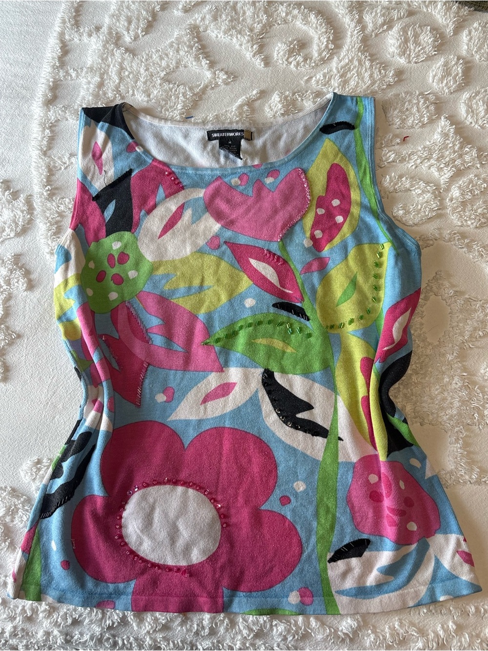 Sweaterworks Pink & Blue Floral Tank Top